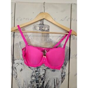Victoria's Secret Dream Angels Hot Pink Lined Demi Lace Bra 34C Underwire 8250